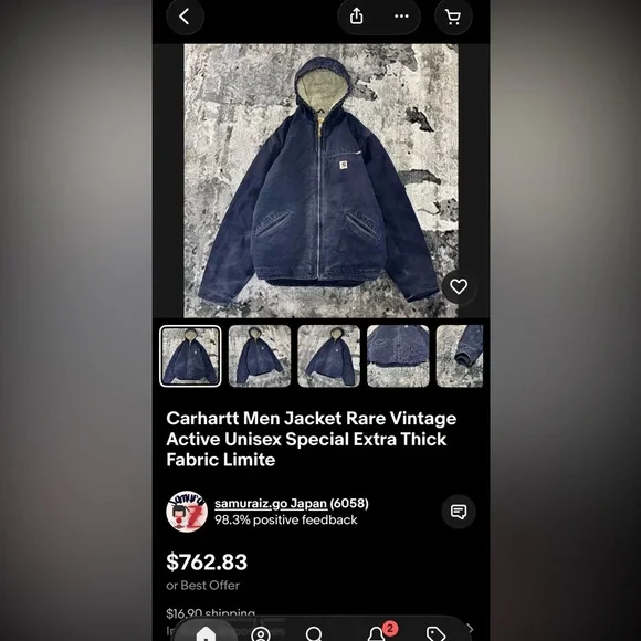 Carhartt Men Jacket Rare Vintage Duck Canvas Sherpa Zip Jacket Size 3XL - Picture 10 of 10